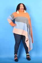 Load image into Gallery viewer, TNT ORANGE COLOR BLOCK HIGH LOW SWEATER