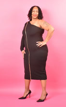 Load image into Gallery viewer, TNT BLACK GOLD ZIP UP DRESS