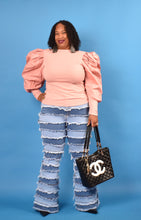 Load image into Gallery viewer, TNT LIGHT BLUE FRINGE WIDE LEG JEANS