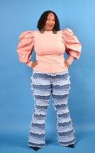 Load image into Gallery viewer, TNT LIGHT BLUE FRINGE WIDE LEG JEANS