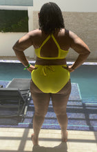 Load image into Gallery viewer, TNT YELLOW TWO PIECE HIGH WAISTED SWIMWEAR